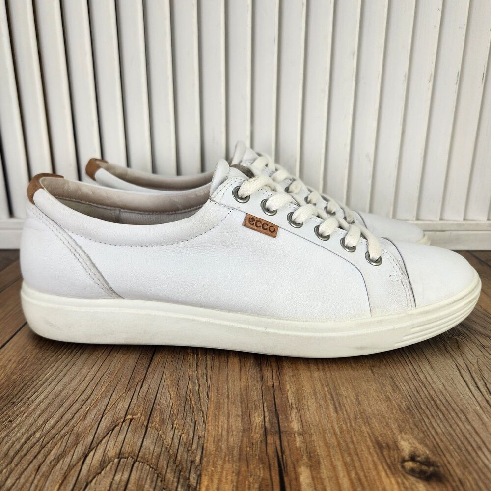 ECCO Soft 7 Leather Sneakers Womens Size 9 White Leather Chic Lifestyle Shoes